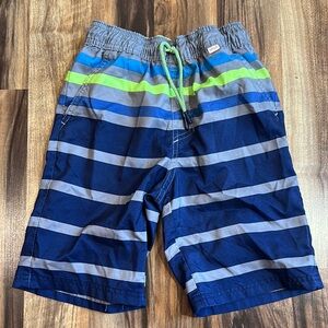 Cat & Jack Blue and Green Striped Swim Trunks